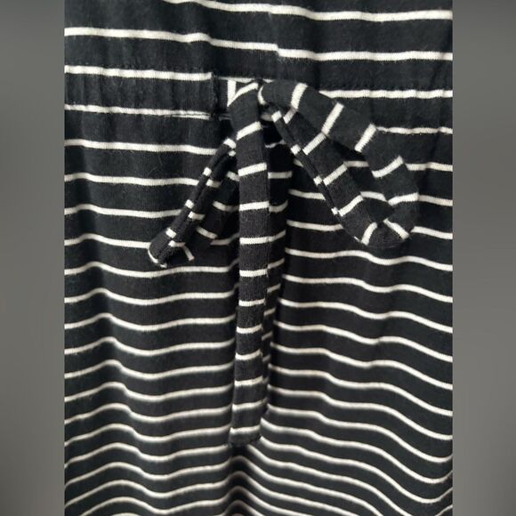 Columbia Cotton Jersey Stretch Black White Stripe Cap Sleeve Sheath Dress Small - Picture 4 of 7